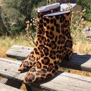 J crew Sadie leopard calf hair boot sz 7